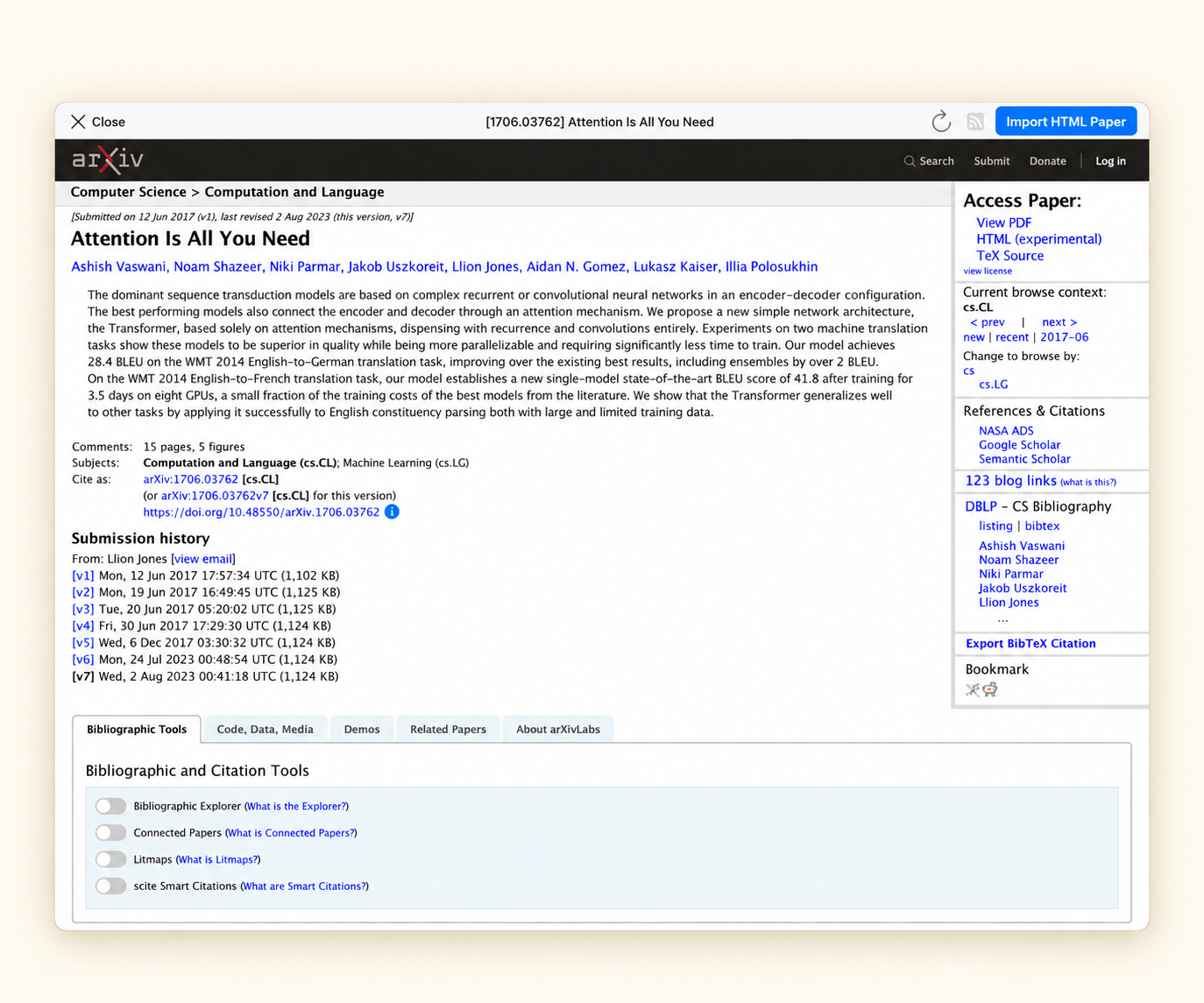 在 DeMinds 中打开 arXiv HTML 论文,并使用论文导入入口。